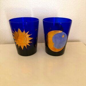 Lot of 2 Vintage Culver Cosmos Cobalt Blue 22K Gold Trim